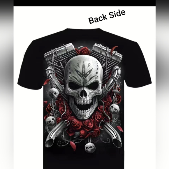 BIKERS 🏍️💀3-D Digital  Pattern Men's Graphic Tee Motorcyclist Grimreaper... - Picture 2 of 8